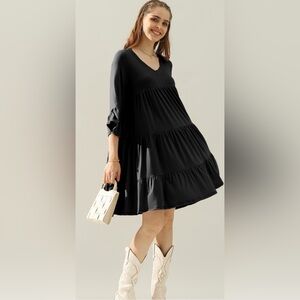 Black Flare Babydoll Dress